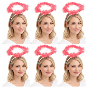 6x Red Angel Headband Bulk Pack - Halo Hair Hoop for Costume/Fancy Dress Party