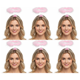 6x Pink Angel Headband Bulk Pack - Halo Hair Hoop for Costume/Fancy Dress Party