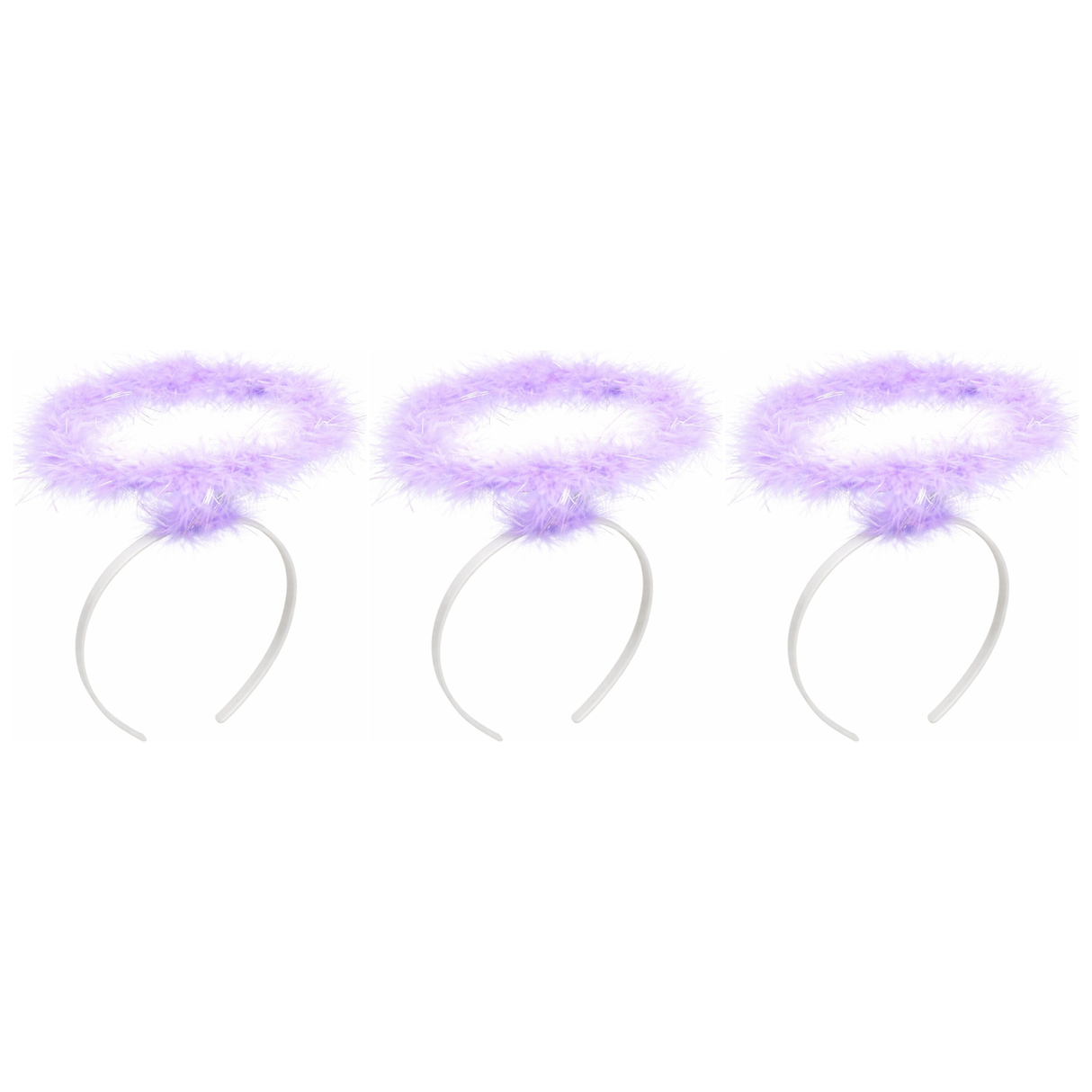 3x Purple Angel Headband Pack - Halo Hair Hoop for Costume/Fancy Dress Party