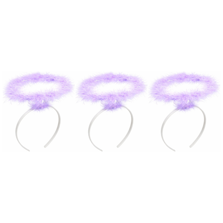 3x Purple Angel Headband Pack - Halo Hair Hoop for Costume/Fancy Dress Party