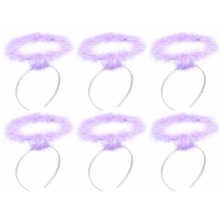 6x Purple Angel Headband Bulk Pack - Halo Hair Hoop for Costume/Fancy Dress Party