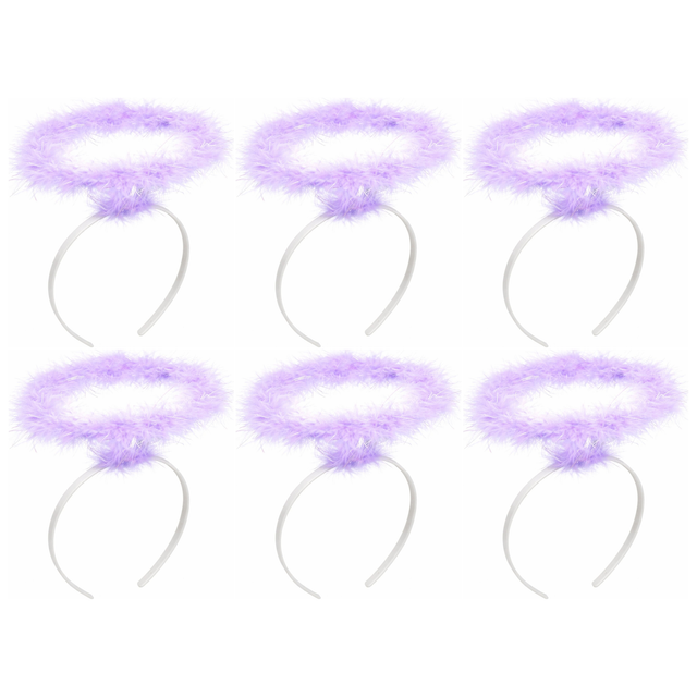 6x Purple Angel Headband Bulk Pack - Halo Hair Hoop for Costume/Fancy Dress Party