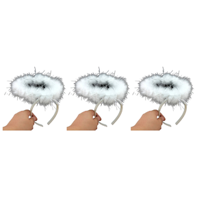 3x White Angel Headband Pack - Halo Hair Hoop for Xmas Costume/Fancy Dress Party