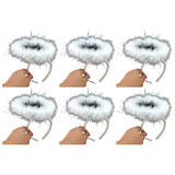 6x White Angel Headband Bulk Pack - Halo Hair Hoop for Xmas Costume/Fancy Dress Party