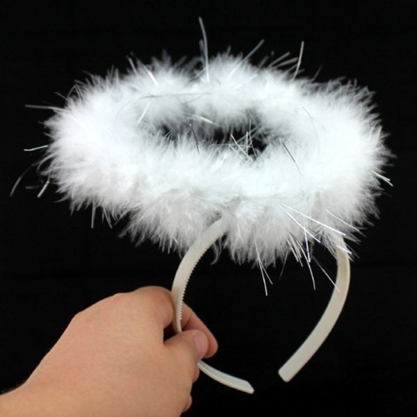 White Angel Headband - Halo Hair Hoop for Xmas Costume/Fancy Dress Party