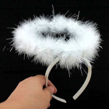 6x White Angel Headband Bulk Pack - Halo Hair Hoop for Xmas Costume/Fancy Dress Party
