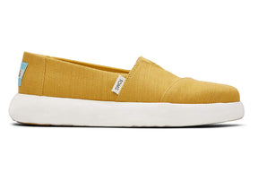 TOMS Womens Platform Alpargata Shoes - Mustard Yellow (Casual Slip-On Canvas Flats)
