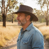 Jacaru 1001A Kangaroo Leather Hat - Foldable & UPF 50+ (Made in Australia)