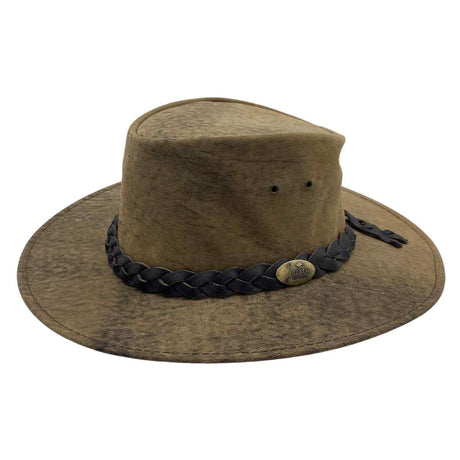 Jacaru 1001P Premium Kangaroo Leather Hat - Water Repellent & Moldable Brim Wire (Made in Australia) - Stonewash