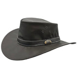 Jacaru 1005 Kangaroo Leather Featherweight Hat - Dark Brown (Water Repellent & UPF 50+ Made in Australia)