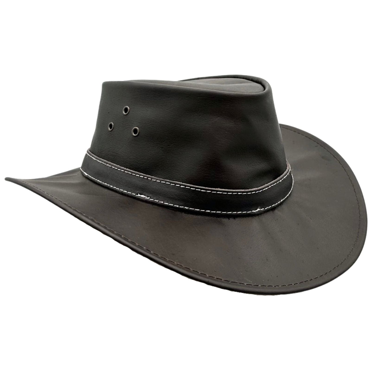 Jacaru 1005 Kangaroo Leather Featherweight Hat - Dark Brown (Water Repellent & UPF 50+ Made in Australia)
