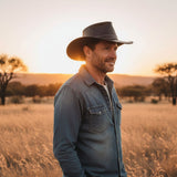Jacaru 1005 Kangaroo Leather Featherweight Hat - Dark Brown (Water Repellent & UPF 50+ Made in Australia)