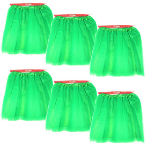 6x Adult Green Medium Tulle Ballerina Tutu Bulk Pack - 3-Layer Australia Day Costume