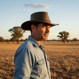 Jacaru 1006 Wallaroo Oiled Leather Hat - Water Resistant & UPF 50+ (Made in Australia)