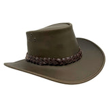 Jacaru 1006 Wallaroo Oiled Leather Hat - Water Resistant & UPF 50+ (Made in Australia)