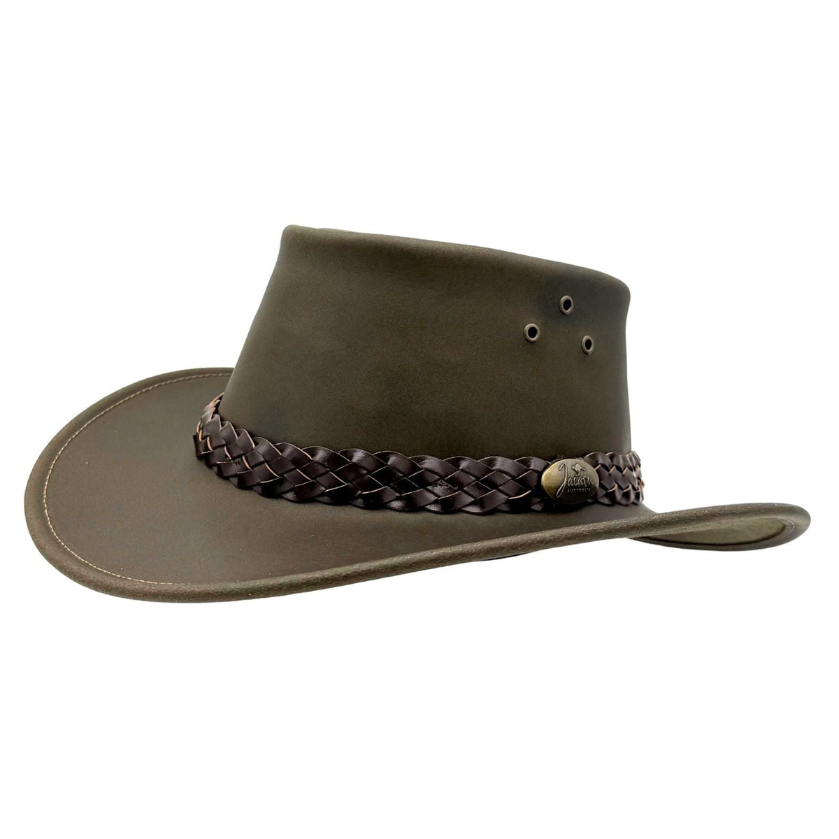 Jacaru 1006 Wallaroo Oiled Leather Hat - Water Resistant & UPF 50+ (Made in Australia)