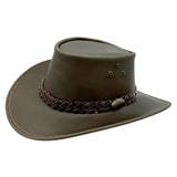 Jacaru 1006 Wallaroo Oiled Leather Hat - Water Resistant & UPF 50+ (Made in Australia)