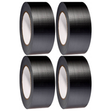 4x Black Duct Cloth Tape (48mm x 6m) Bulk Pack - Flexible Multi Purpose Gaffer Blast Hardware
