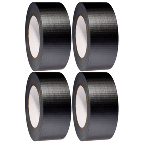 4x Black Duct Cloth Tape (48mm x 6m) Bulk Pack - Flexible Multi Purpose Gaffer Blast Hardware