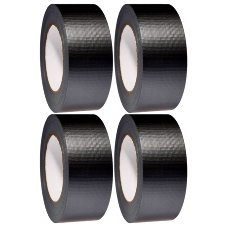 4x Black Duct Cloth Tape (48mm x 6m) Bulk Pack - Flexible Multi Purpose Gaffer Blast Hardware