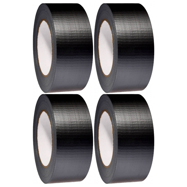 4x Black Duct Cloth Tape (48mm x 6m) Bulk Pack - Flexible Multi Purpose Gaffer Blast Hardware