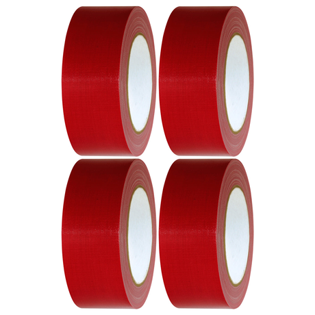 4x Red Duct Cloth Tape (48mm x 6m) Bulk Pack - Flexible Multi Purpose Gaffer Blast Hardware