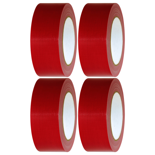4x Red Duct Cloth Tape (48mm x 6m) Bulk Pack - Flexible Multi Purpose Gaffer Blast Hardware