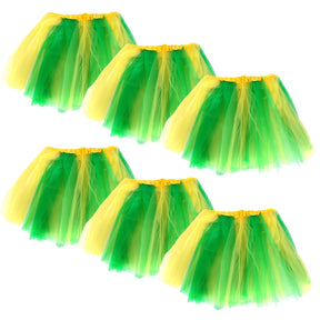6x Adult Medium Green & Yellow Tutu - 40cm Elastic Waistband Australia Day Costume