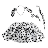 4pcs Dalmatian Dog Set - Tutu Skirt, Headband, Bow Tie & Tail (Animal Costume for Halloween & Fancy Dress)