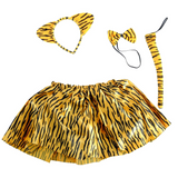 4pcs Set Party Costume Animal Tutu Skirt, Headband, Bow Tie & Tail  - Tiger