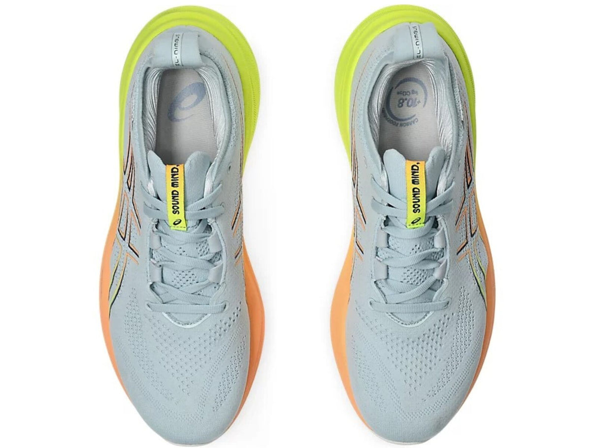 Mens ASICS GEL-Nimbus 26 PARIS Running Shoes in Cool Grey/Safety Yellow – Size 11.5