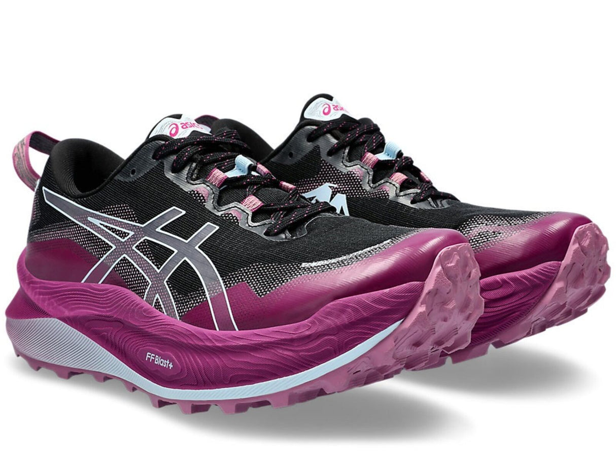 Womens ASICS Trabuco Max 3 Trail Running Shoes in Black/Light Blue – Size 7