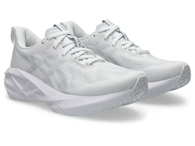 Asics Womens Novablast 5 Runners Sneakers Shoes in White/Piedmont Grey - US 10.5