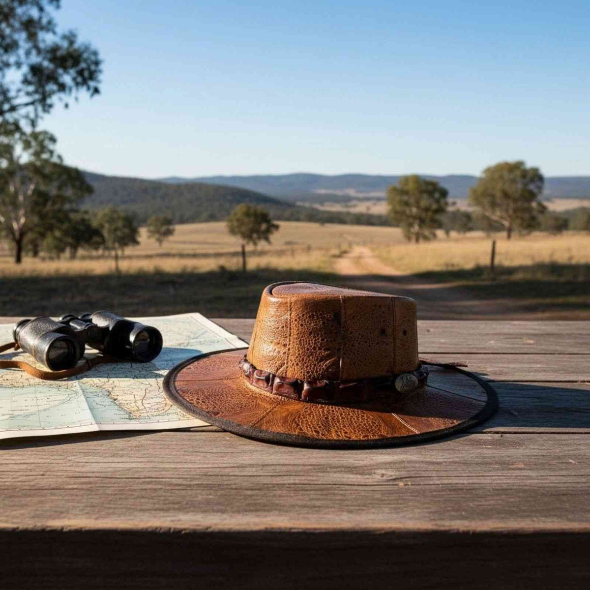 Jacaru 1017 Outback Cane Toad Leather Hat - Crocodile Hatband (UPF 50+ Made in Australia)