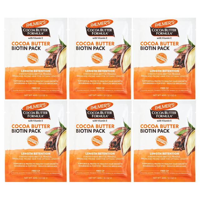 6x Palmer's 60g Cocoa Butter Biotin Pack Bulk Pack - Length Retention Hair Treatment