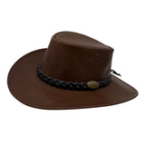 Jacaru 1018 Bushranger Kangaroo Leather Hat - Chestnut Brown (Wide Brim & UPF 50+ Made in Australia)