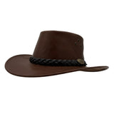 Jacaru 1018 Bushranger Kangaroo Leather Hat - Chestnut Brown (Wide Brim & UPF 50+ Made in Australia)