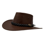 Jacaru 1018 Bushranger Kangaroo Leather Hat - Chestnut Brown (Wide Brim & UPF 50+ Made in Australia)