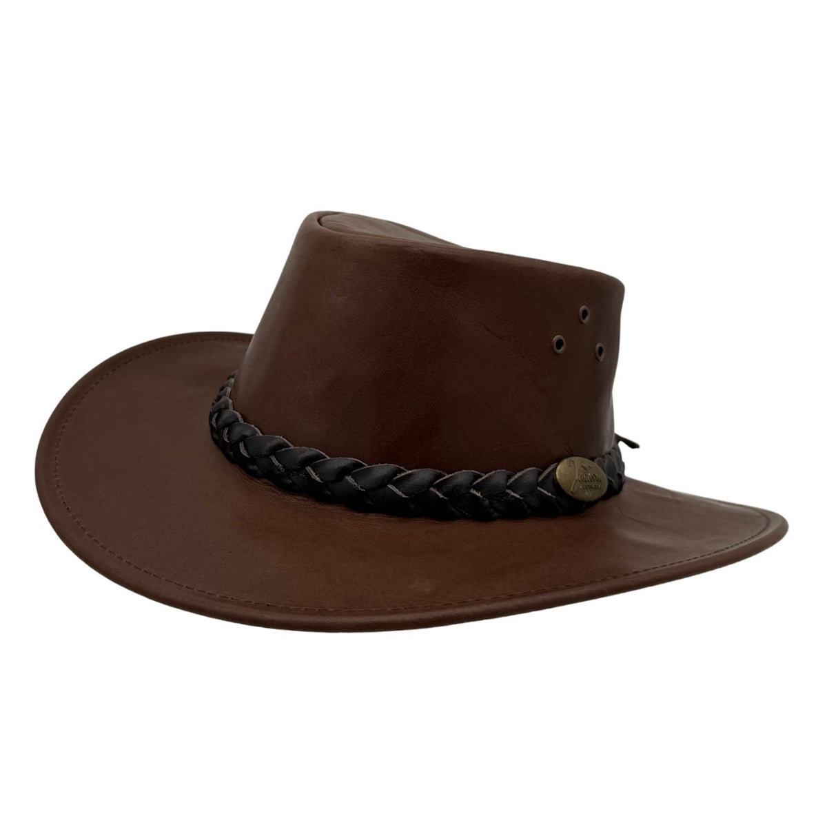 Jacaru 1018 Bushranger Kangaroo Leather Hat - Chestnut Brown (Wide Brim & UPF 50+ Made in Australia)