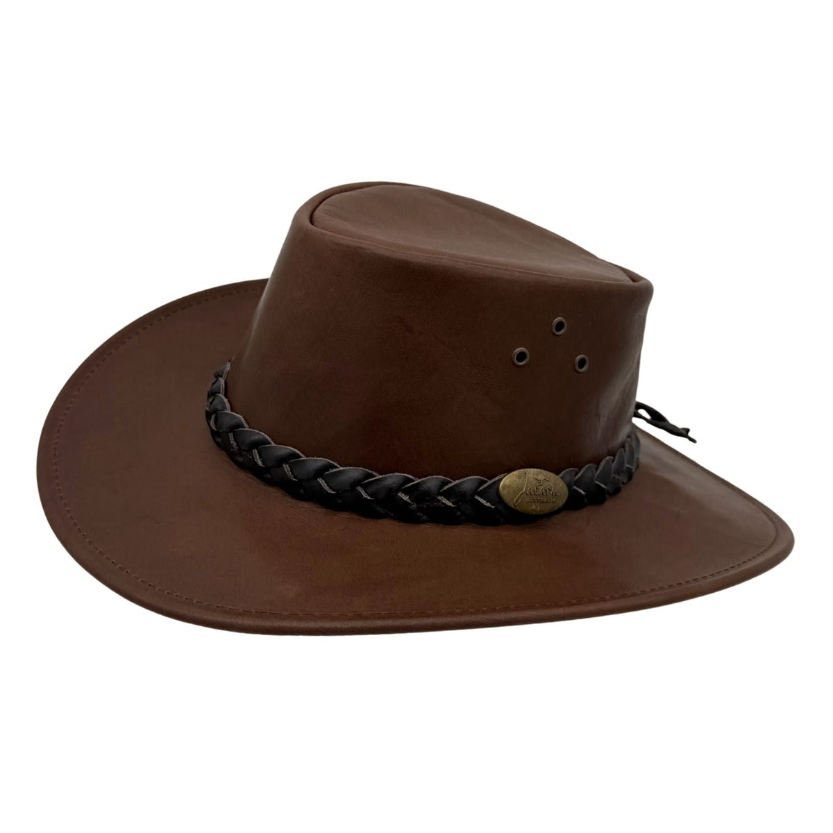 Jacaru 1018 Bushranger Kangaroo Leather Hat - Chestnut Brown (Wide Brim & UPF 50+ Made in Australia)
