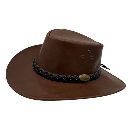 Jacaru 1018 Bushranger Kangaroo Leather Hat - Chestnut Brown (Wide Brim & UPF 50+ Made in Australia)