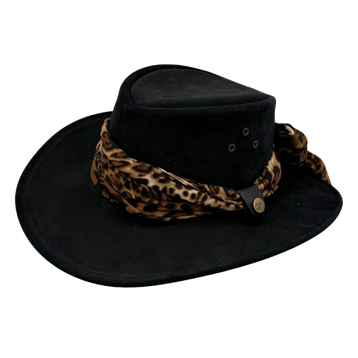 Jacaru 1020 Jillaroo Womens Suede Leather Hat - Chiffon Scarf Water Resistant & UPF 50+ (Made in Australia)