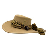 Jacaru 1020 Jillaroo Womens Suede Leather Hat - Chiffon Scarf Water Resistant & UPF 50+ (Made in Australia)