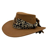 Jacaru 1020 Jillaroo Womens Suede Leather Hat - Chiffon Scarf Water Resistant & UPF 50+ (Made in Australia)
