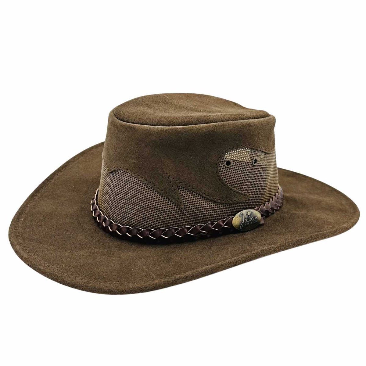 Jacaru 1021 Blaze Suede Leather Breeze Hat - Mesh Crown (Made in Australia)