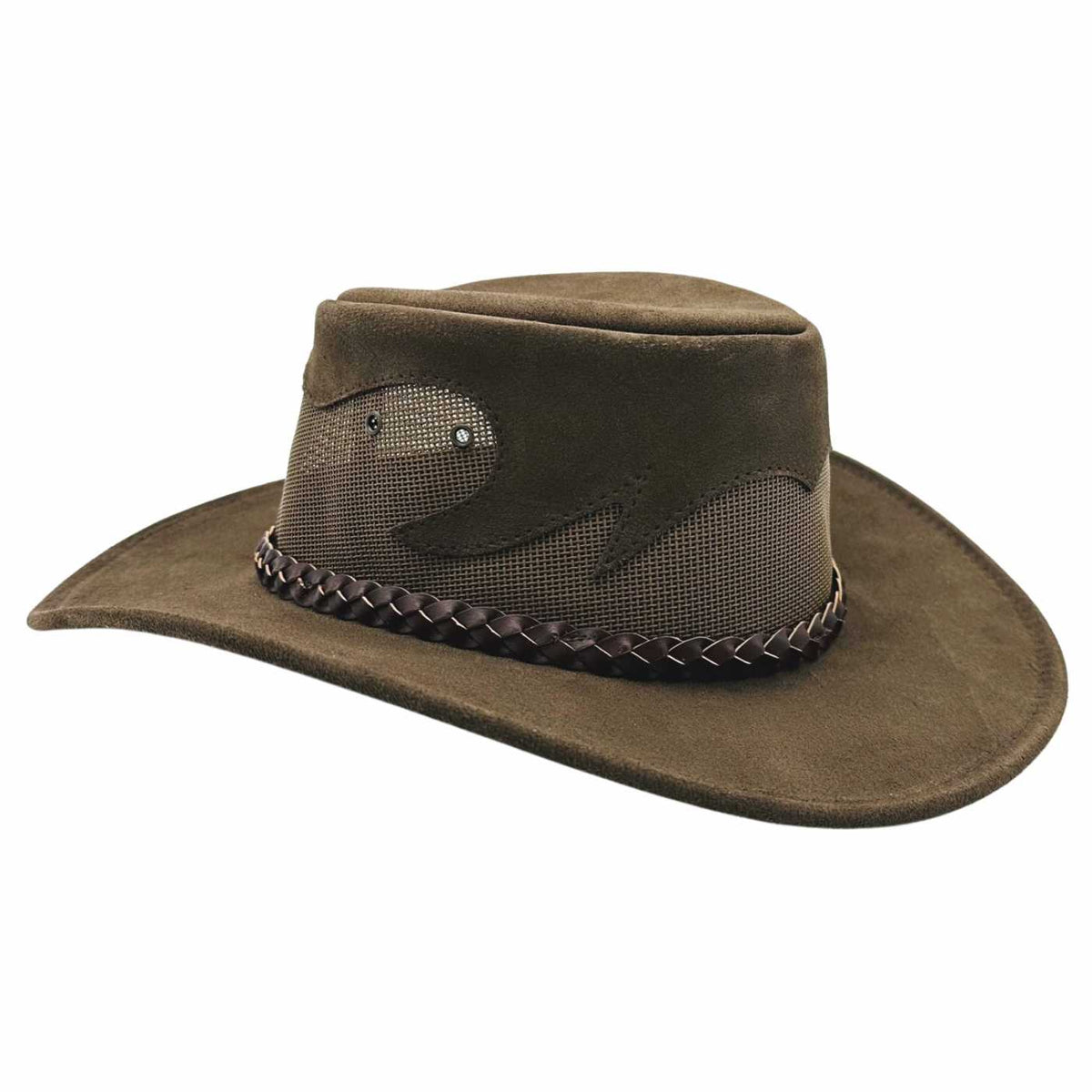 Jacaru 1021 Blaze Suede Leather Breeze Hat - Mesh Crown (Made in Australia)