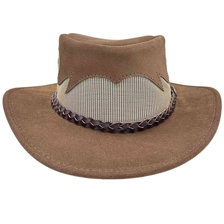 Jacaru 1021 Blaze Suede Leather Breeze Hat - Mesh Crown (Made in Australia)