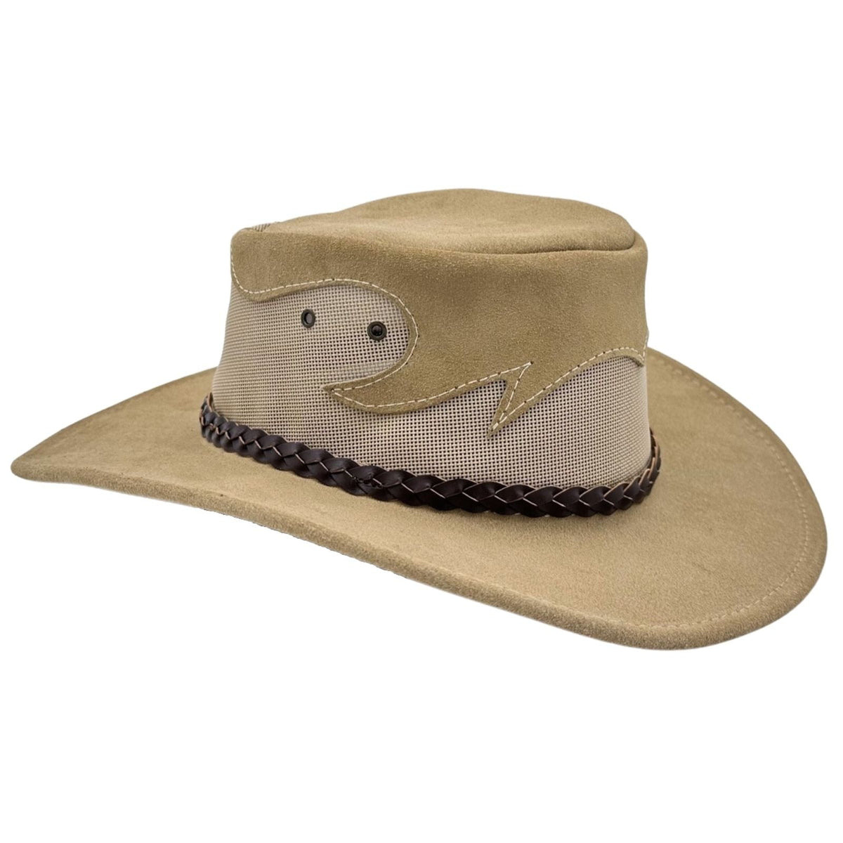 Jacaru 1021 Blaze Suede Leather Breeze Hat - Mesh Crown (Made in Australia)