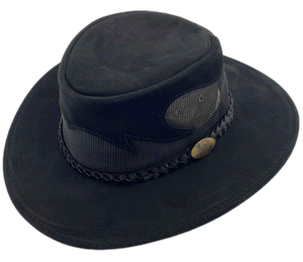 Jacaru 1021 Blaze Suede Leather Breeze Hat - Mesh Crown (Made in Australia)
