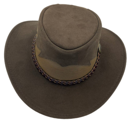 Jacaru 1021 Blaze Suede Leather Breeze Hat - Mesh Crown (Made in Australia)